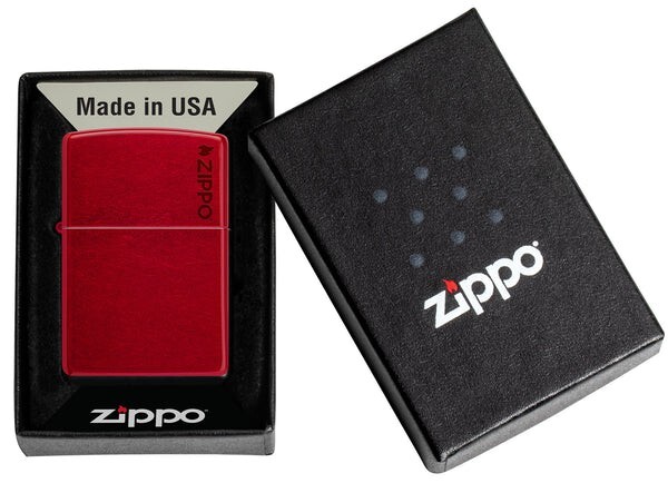 Zippo 21063ZL, Candy Apple Red Finish Lighter With Logo, Full Size