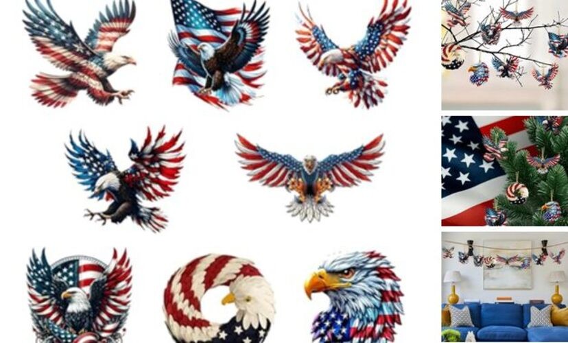 4th of July Hanging Ornament Eagle American Flag Designs Decoration Id Style1