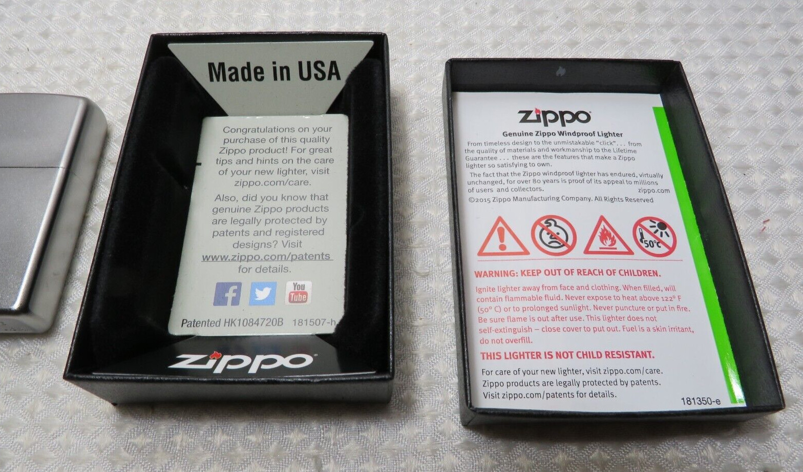 Brand New NIB Zippo Reg 205 Satin Chrome Lighter With Box Made In U.S.A.