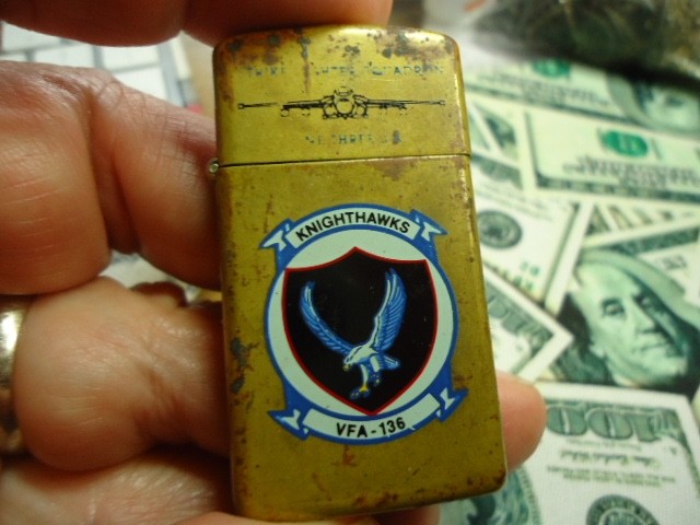 Brass 1990 Desert Storm Navy VFA-136 Fighter Squadron Zippo Military Lighter