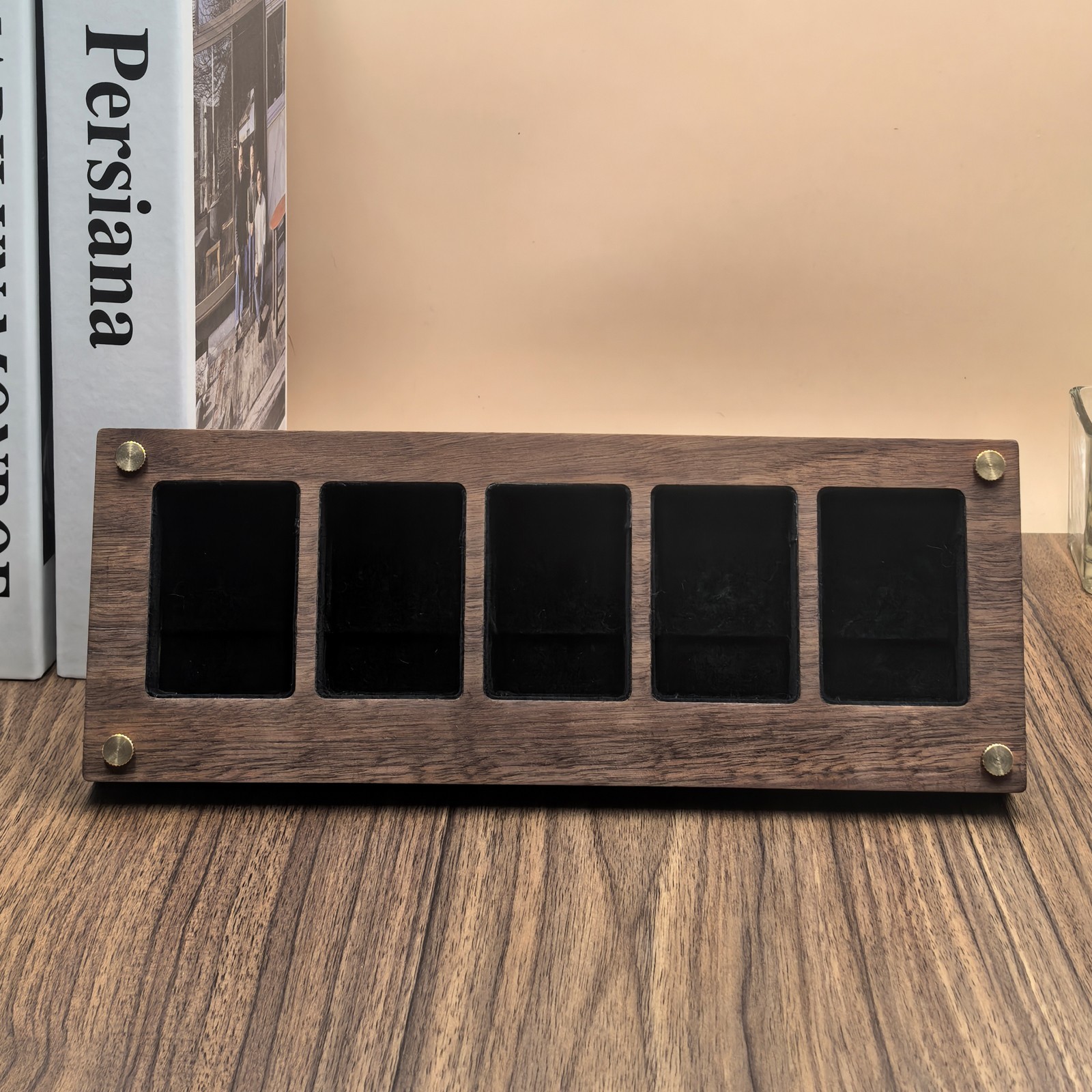 5 Slot Black Walnut Lighter Collection Display Case – For Zippo Lighters