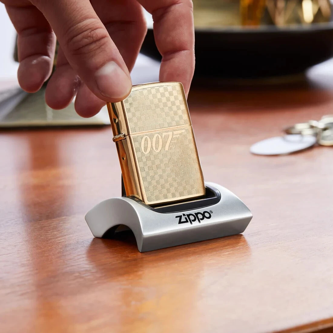 Zippo James Bond 007™ Textured Design Brushed Brass Auto Engrave 46298