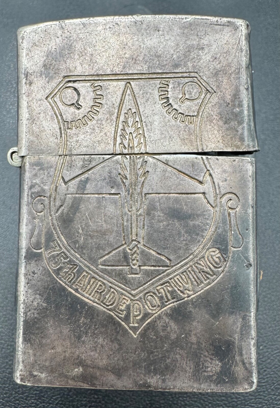 1953 Korea Airmen Open Mess 75th Air Depot Wing Sterling Silver Lighter Case