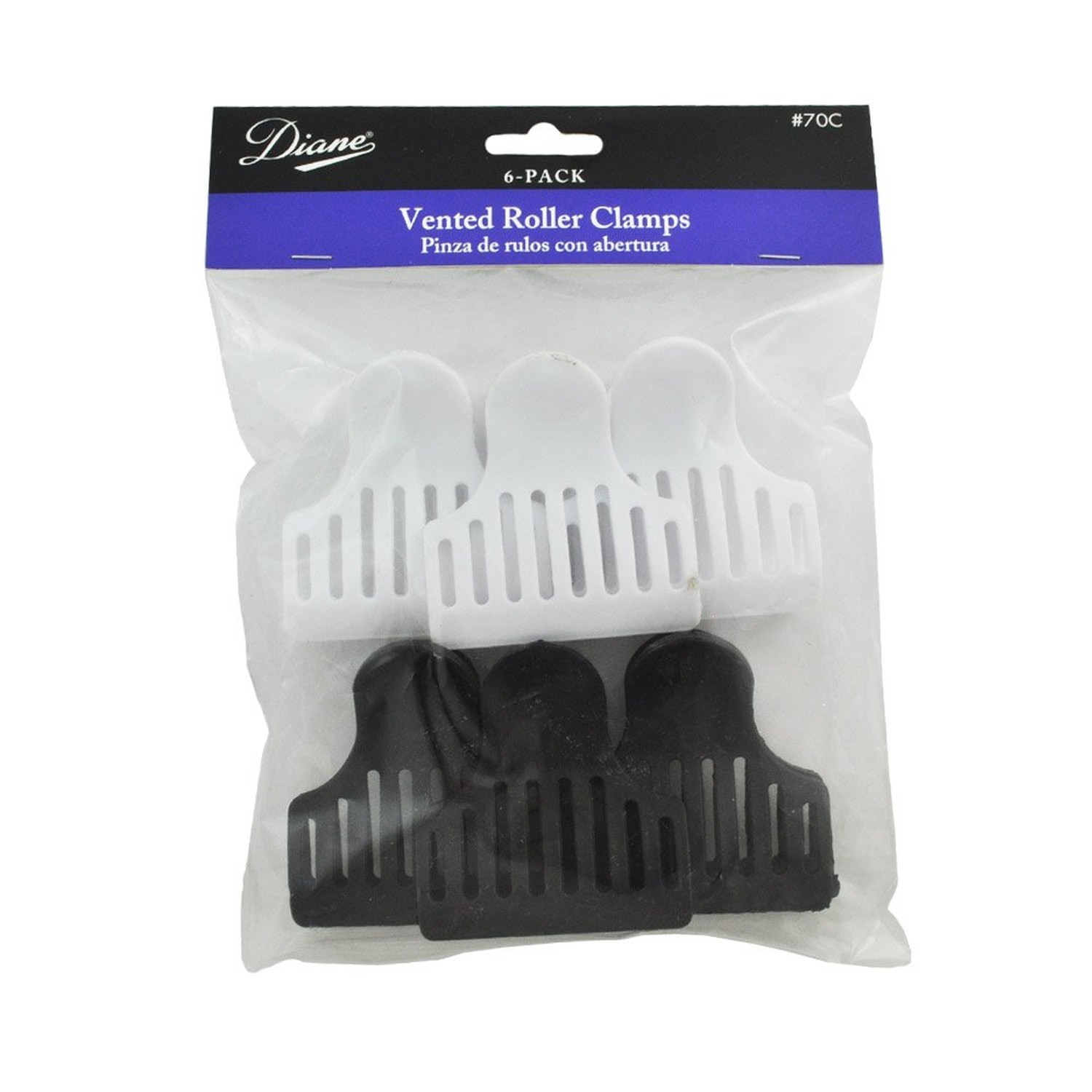 Diane D70C Vented Roller Clamps â€“ Black and White, 6 Count (P