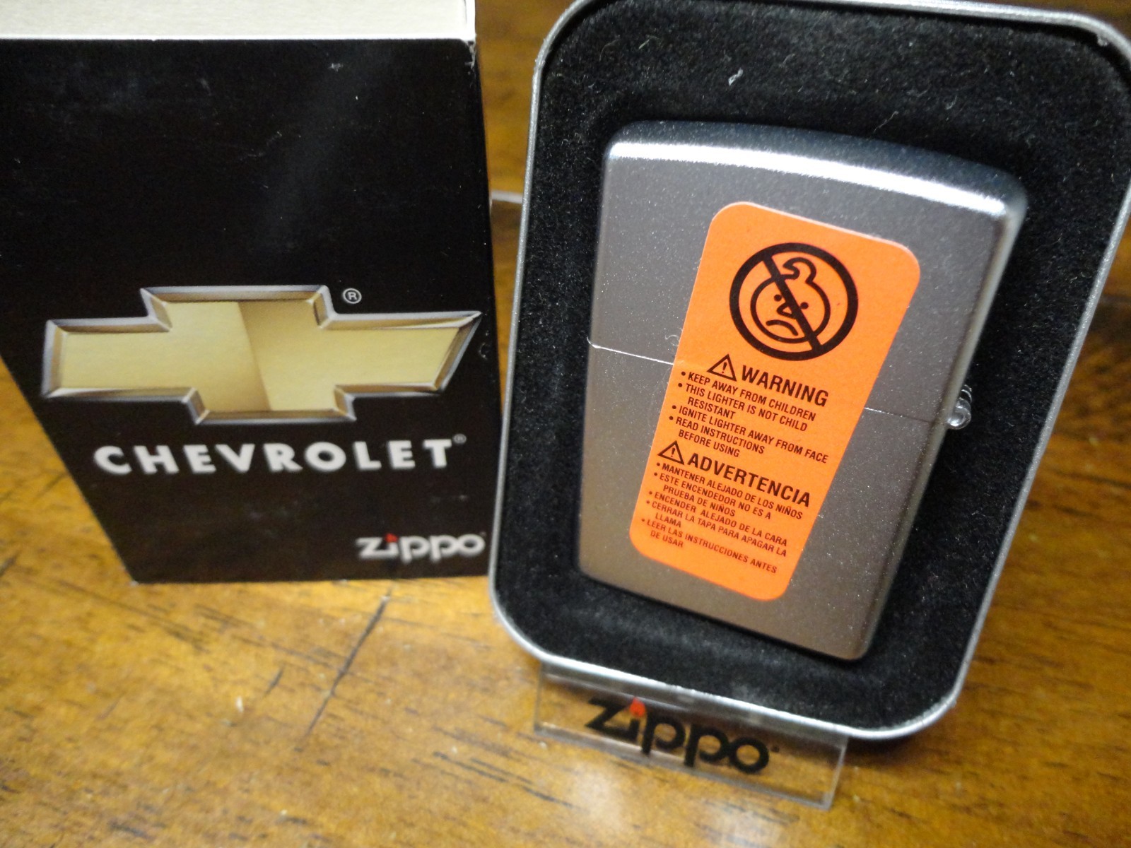 CHEVY CHEVROLET BOW TIE ILLUSION LOGO ZIPPO LIGHTER MINT IN BOX 2007