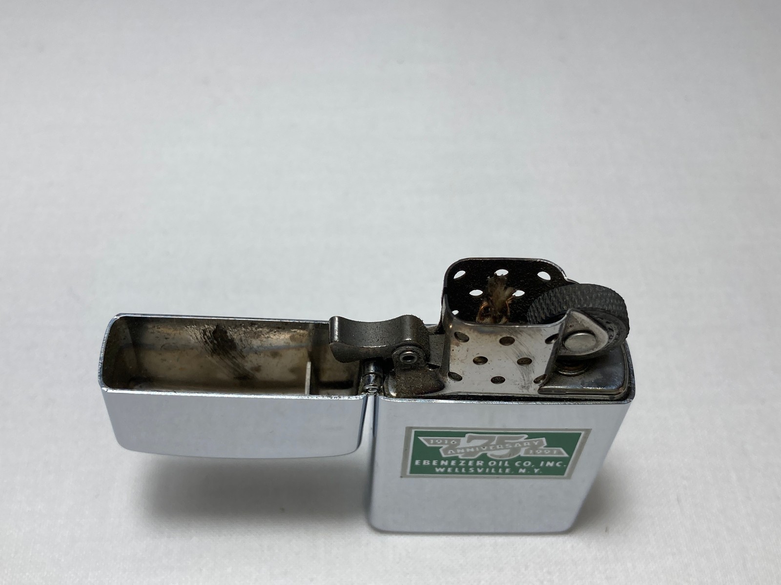 Vtg Advertising Zippo Slim Ebenezer Oil Co. Wellsville NY 75th Anniversary 1991
