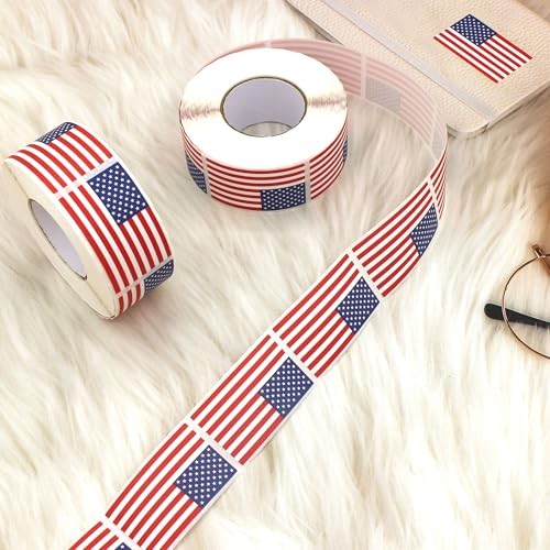 500 Count American Flag Stickers – 2″ x 1.2″