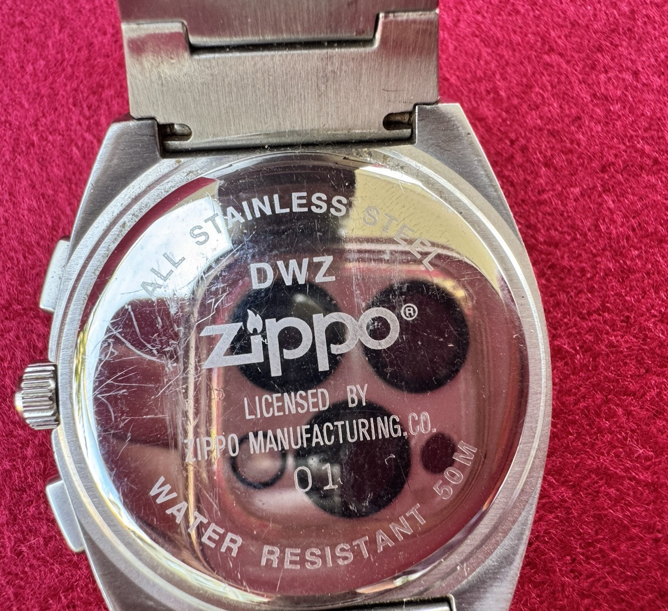 ZIPPO DWZ 01 CHRONOGRAPH QUARTZ MENS WATER RESISTANT STAINLESS STEEL WRISTWATCH