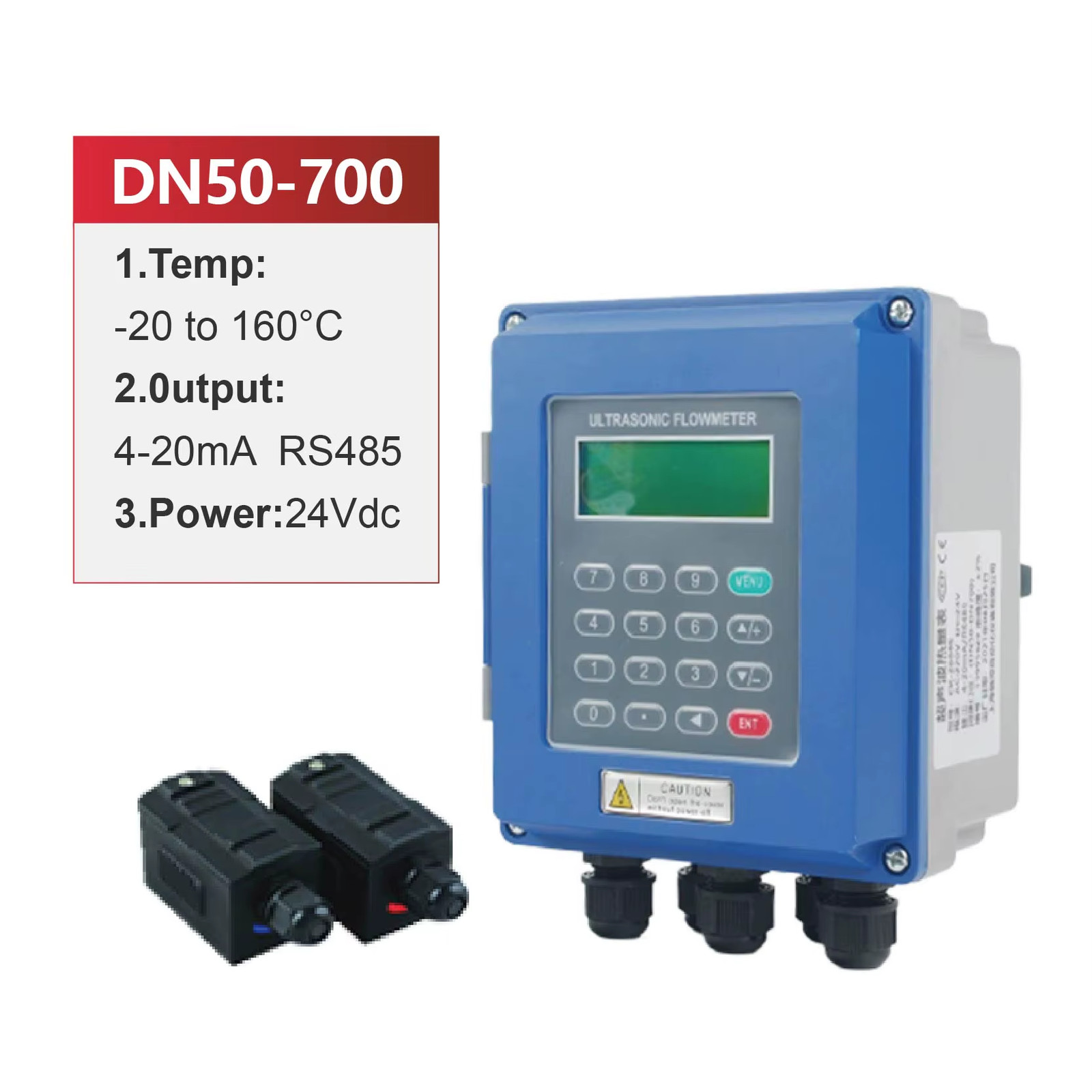 TUF Ultrasonic Flow Meter Wall Mounted Fixed Type Digital Liquid Flow Sensor Inl