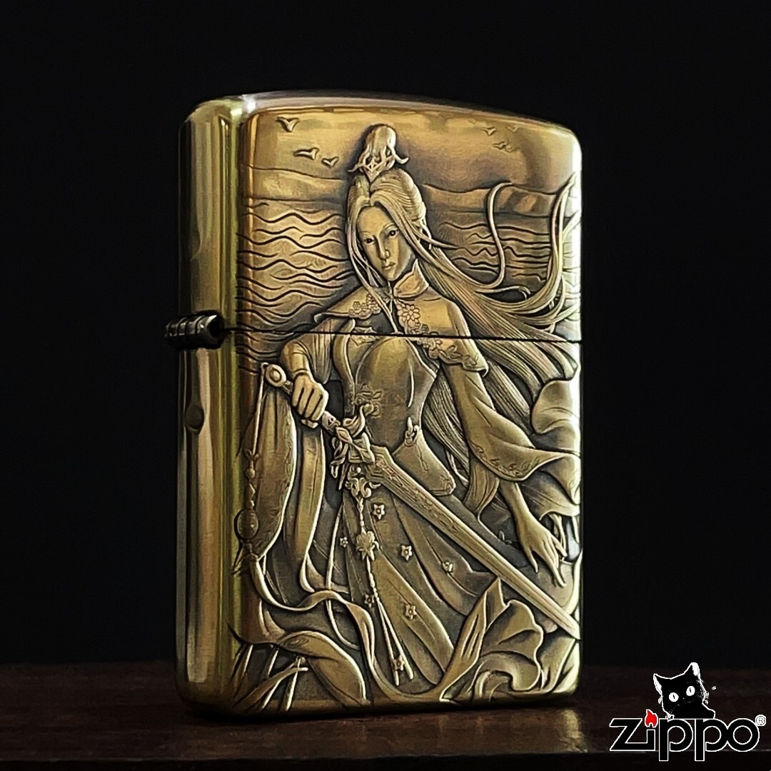 Mulan Zippo Lighter 3D Relief Pure Copper Armor Heroine Design Kerosene Gift