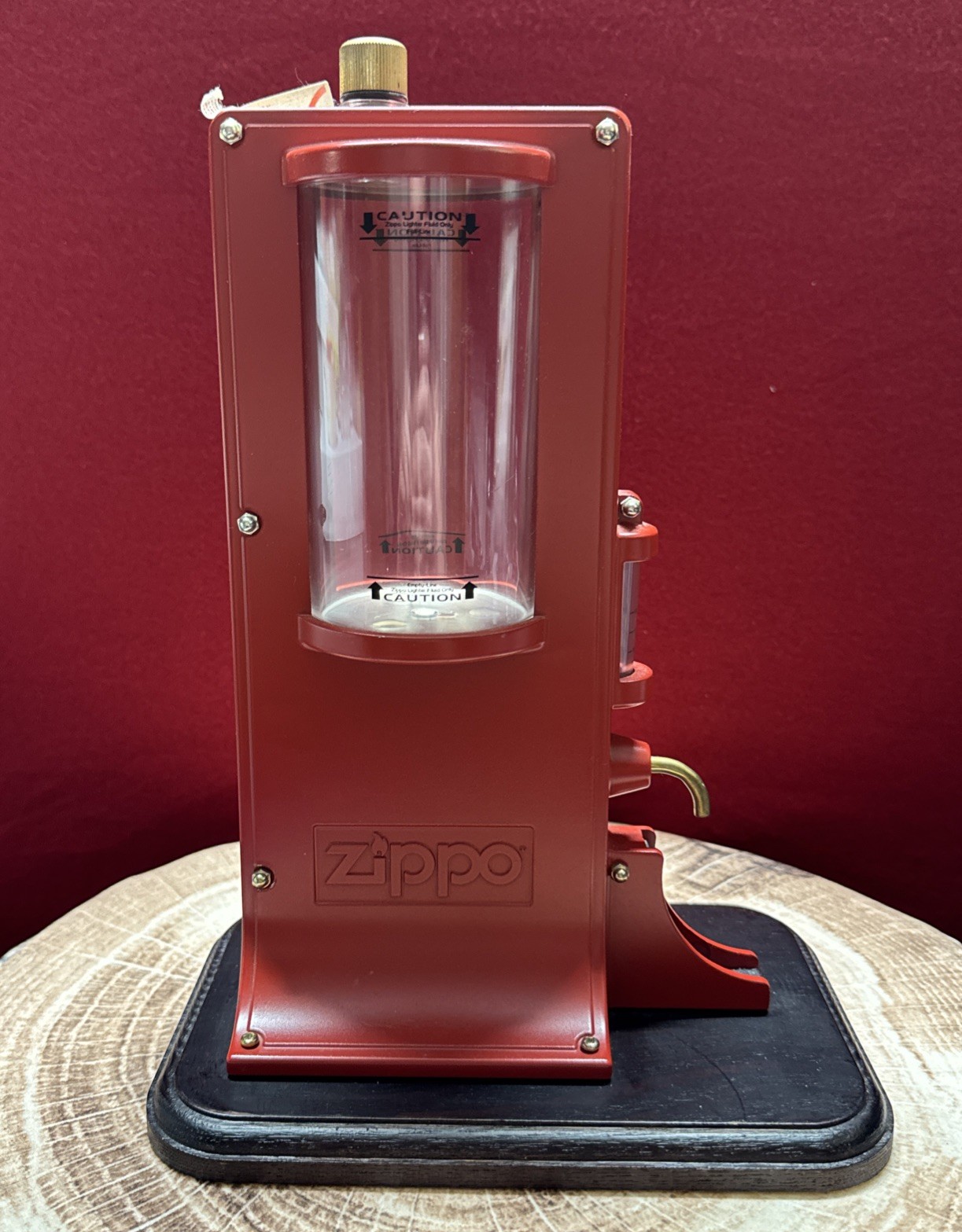 ZIPPO Fuel Station FS No. OS-R Aluminum Die-Cast Body Wooden Base RARE (NOS)