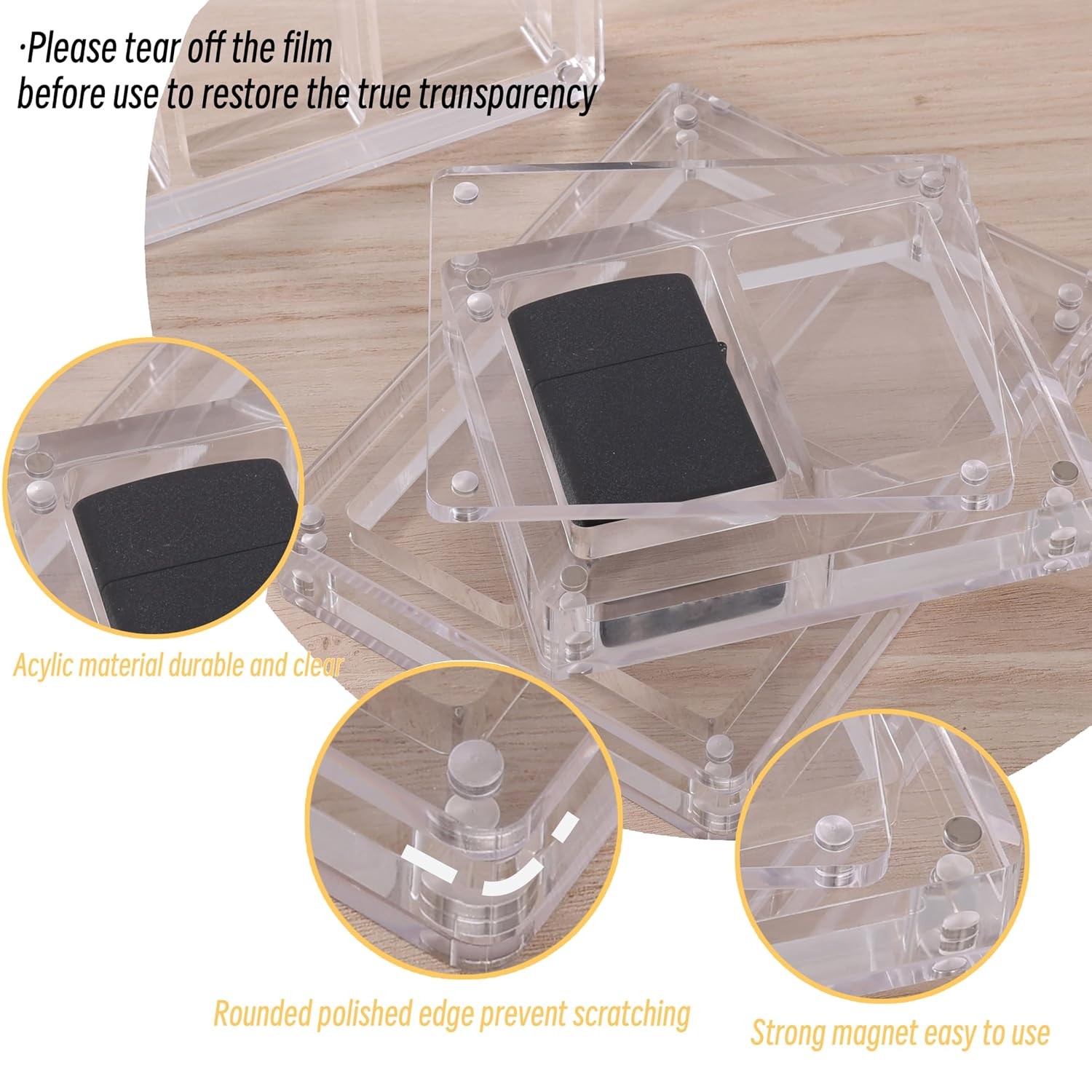 Lighter Case Compatible with Zippo Display Case for Lighter,Magnetic Clear Acryl
