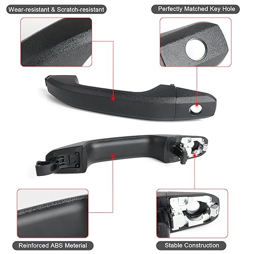 Door Handles Exterior Replacements (Textured Black) Front & Rear Side