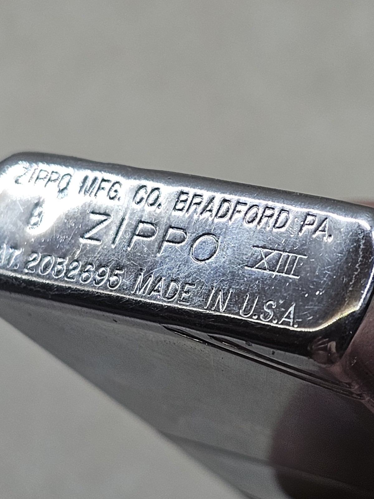 1997 Zippo Lighter XIII 1937 Replica Brushed Chrome Corner Slashes