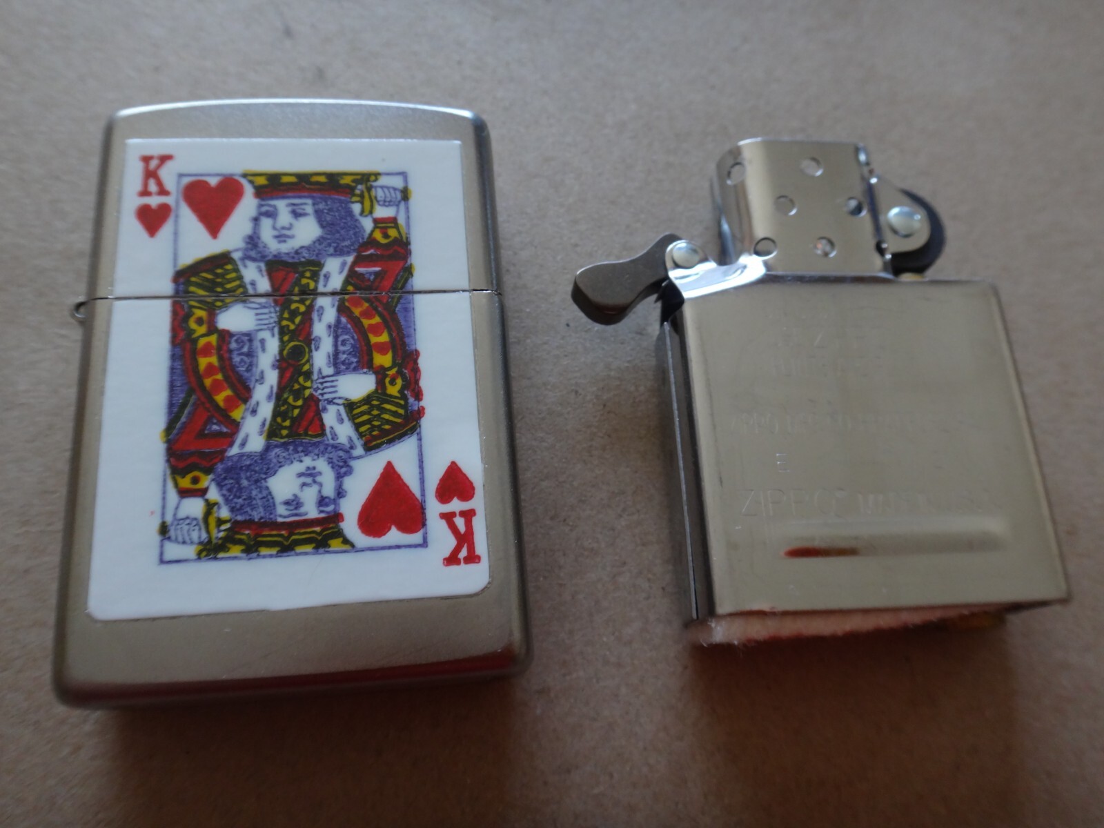 Year 2021 Satin Chrome Zippo Lighter KING OF HEART Decal Sticker (Never Used)