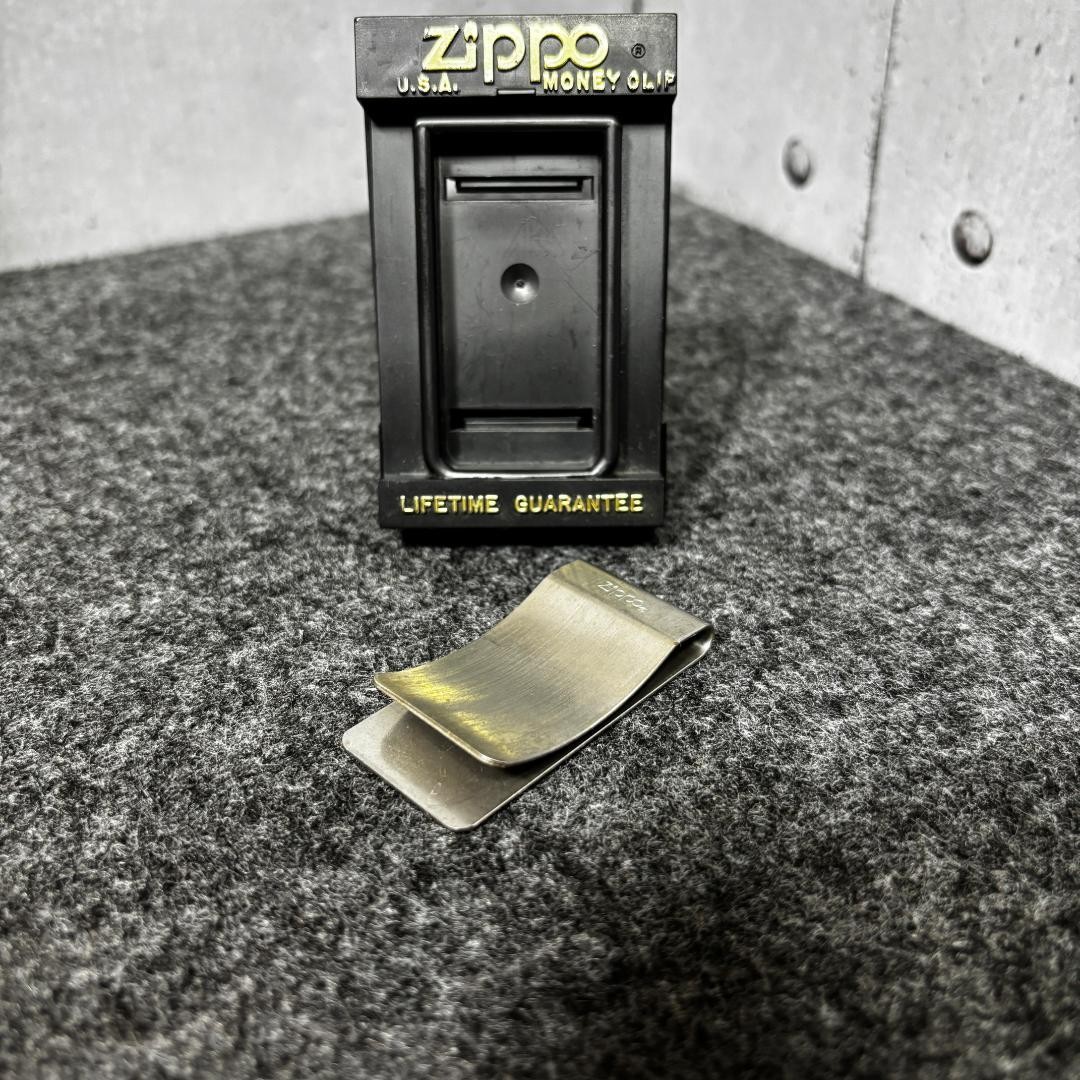ZIPPO Genuine Money Clip U.S.A Vintage with Rare Plastic Display Case