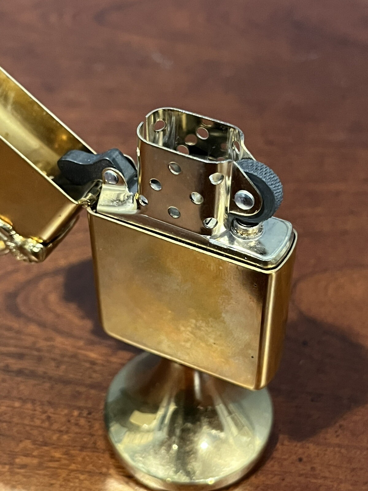 Rare Zippo Desktop Lighter High Polish Gold Plated Formula One – Unfired