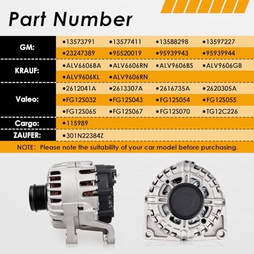 13573791 13577411 Alternator 12V 130A Compatible with 2013-2015