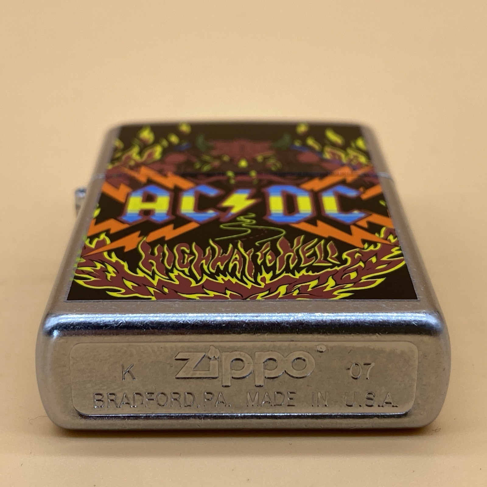 2007 Zippo Lighter AC/DC Highway To Hell Street Chrome Bradford USA New READ