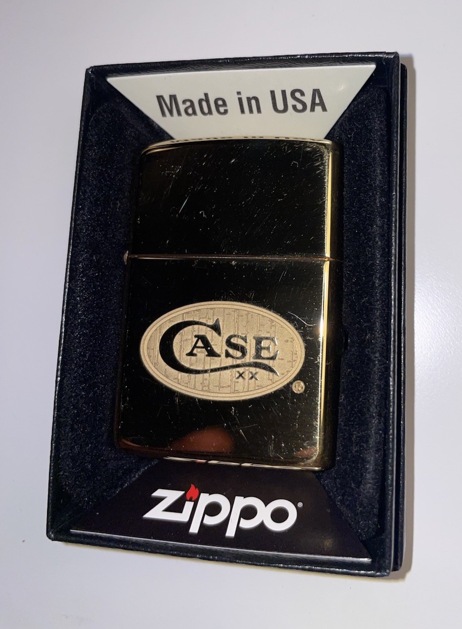 New Case XX Logo Brass Shiny Windproof USA Zippo Lighter No fluid CASE knife