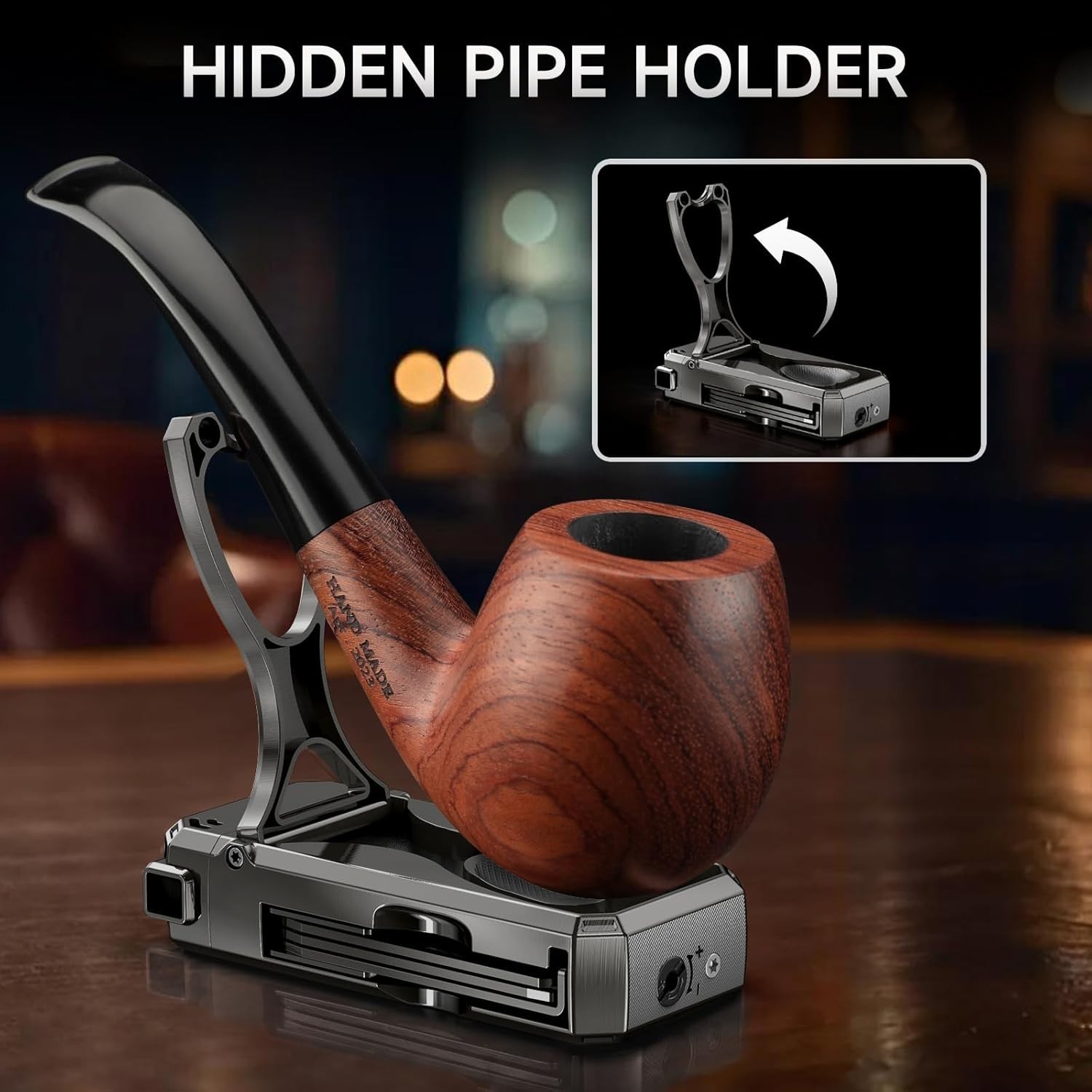 Pipe Lighter ，4 in 1 Soft Flame Lighter with Pipe Stand, 3 Collapsible Pipe….