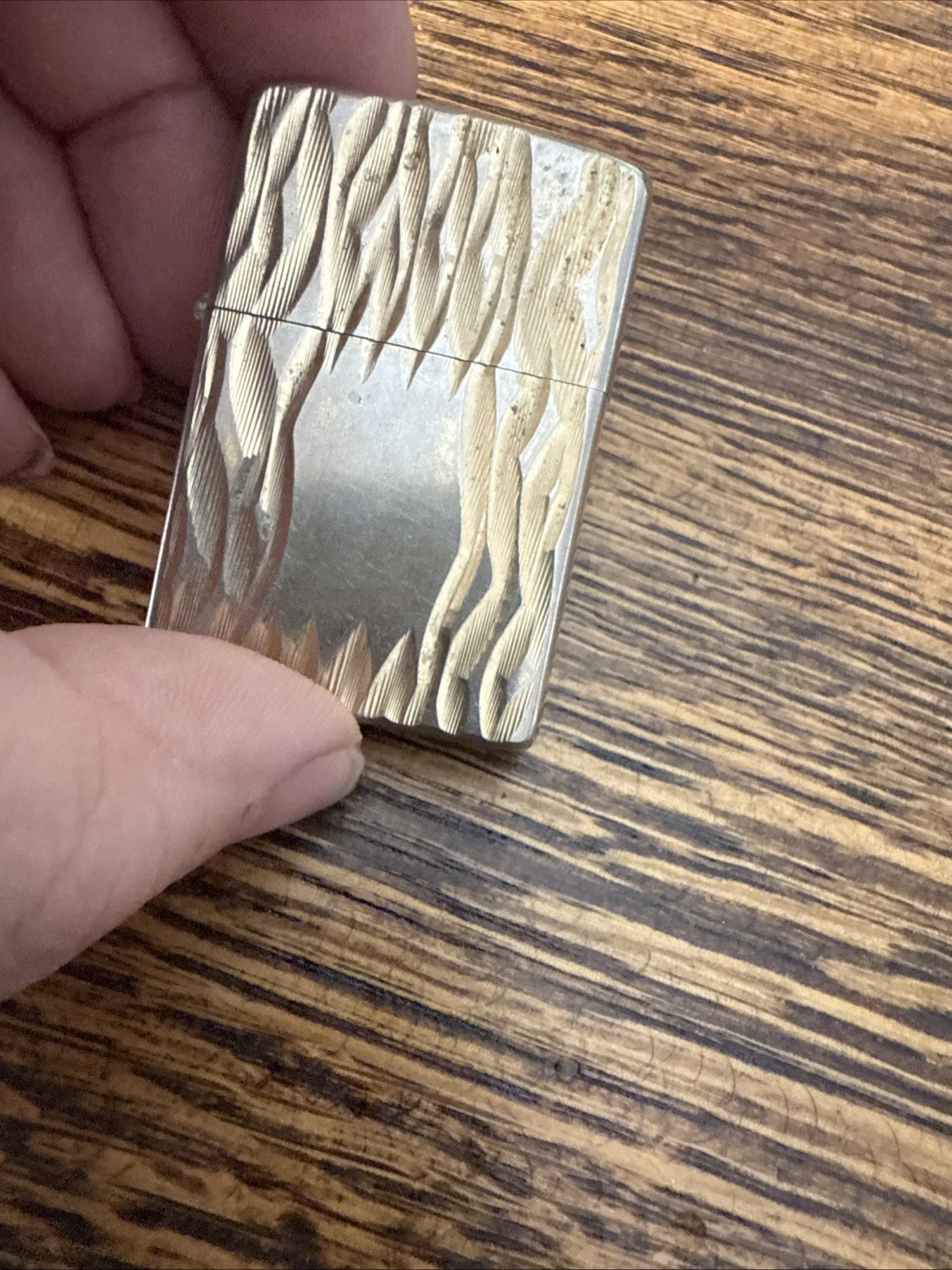 Gold Plated Zippo Flame VINTAGE Full SZ LIGHTER Deeply Engraved Elegance 1976