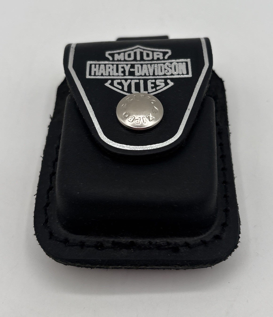 Harley Davidson Zippo Black Leather Belt Lighter Case Holster Snap Pouch OEM USA