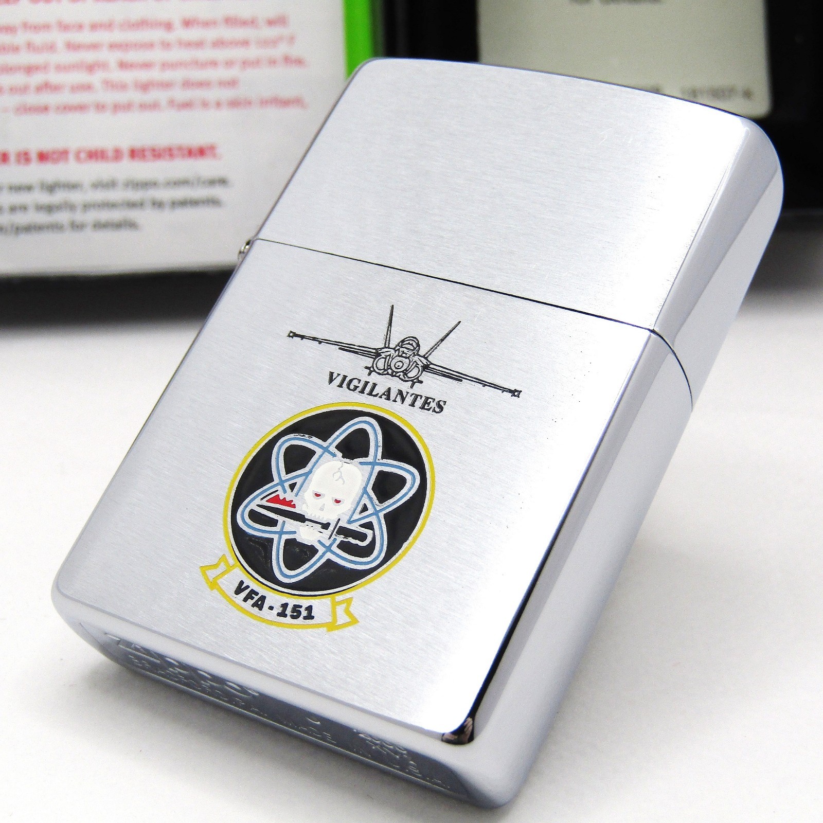 Vigilantes VFA-151 F/A-18E Super Hornet Engraved Zippo Oil Lighter 2000 Unfired