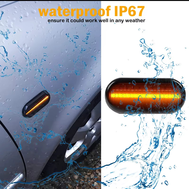 2pcs Euro Style Smoked Lens Amber LED Side Marker Lights For Volkswagen MK4 Golf