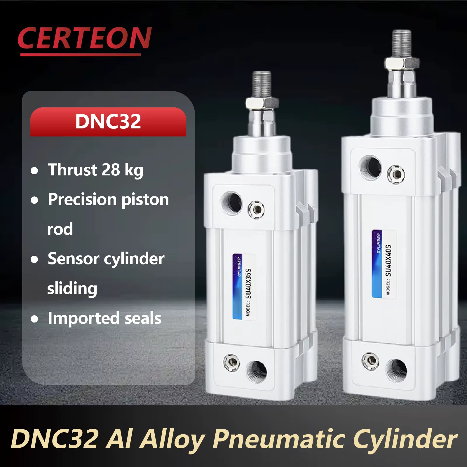 SC Series Pneumatic Cylinder Aluminum Double Acting Tie Rod Type Bore 32‑63mm St