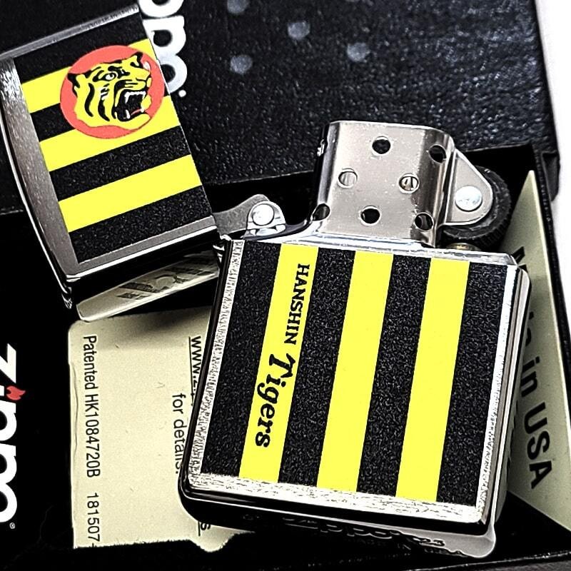 ZIPPO Hanshin Tigers flag lighter cool silver satin baseball flag stylish black