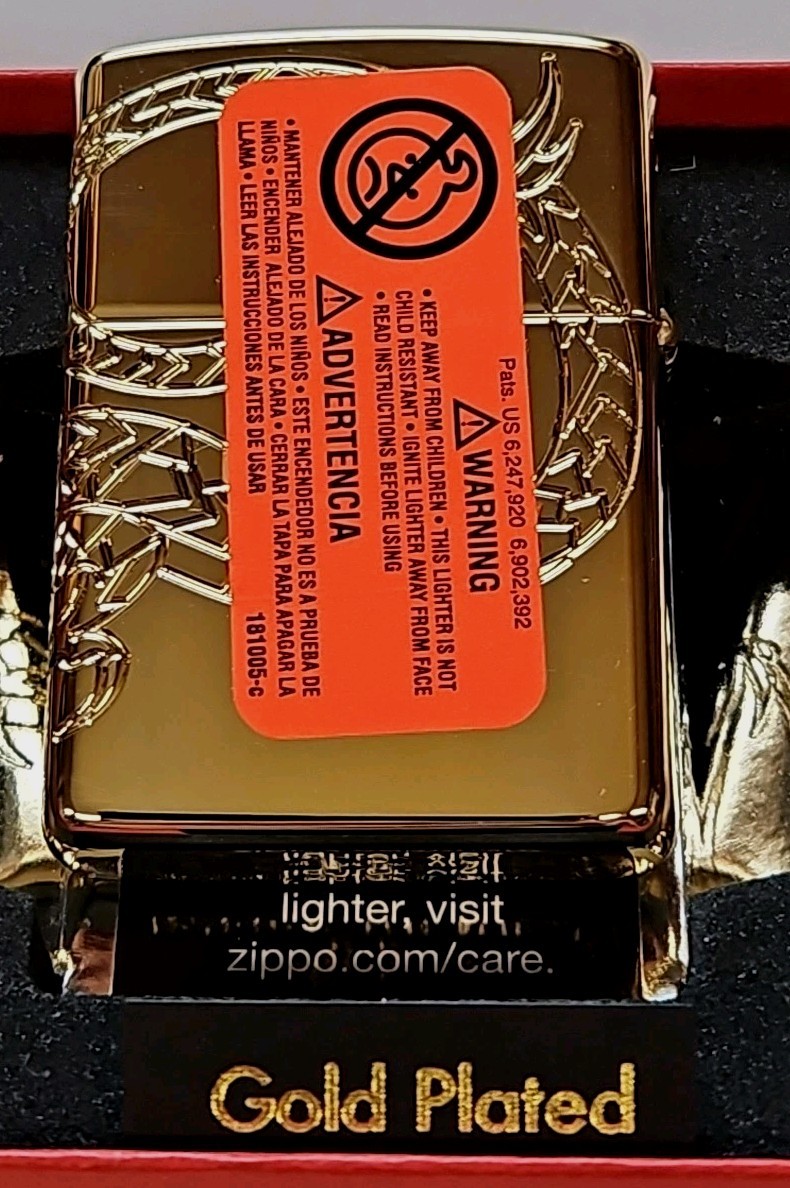 ZIPPO LIGHTER CHINESE DRAGON GOLD PLATED ARMOR 360° MULTICUT ENGRAVING NEW