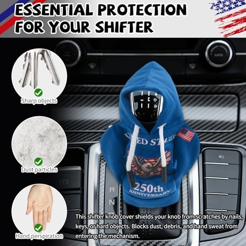 USA 250th Anniversary Gear Shift Cover,4th of July Decorations Funny Car Blue