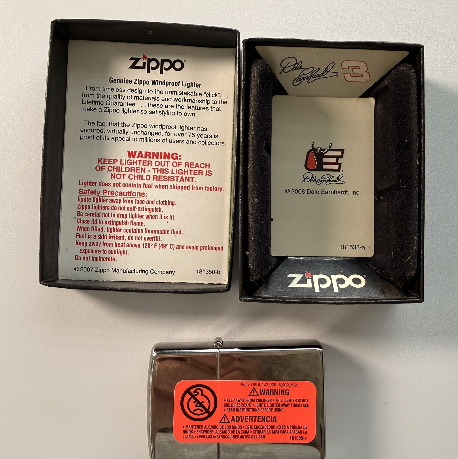 MINT Zippo 24684 Dale Earnhardt Sr #3 Lighter Diagonal Stripe Graphics Box
