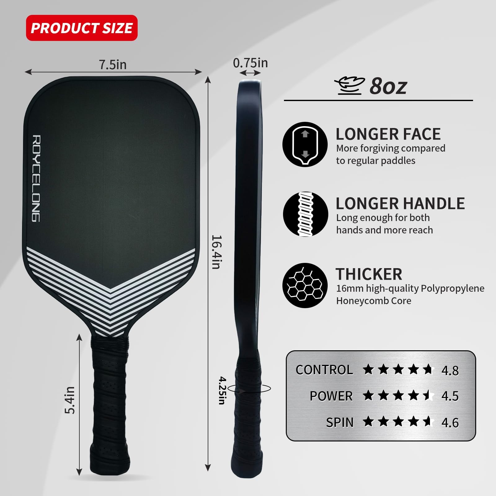 Roycelong Pickleball Paddles Pickleball Rackets T700 Carbon Fiber Frosted