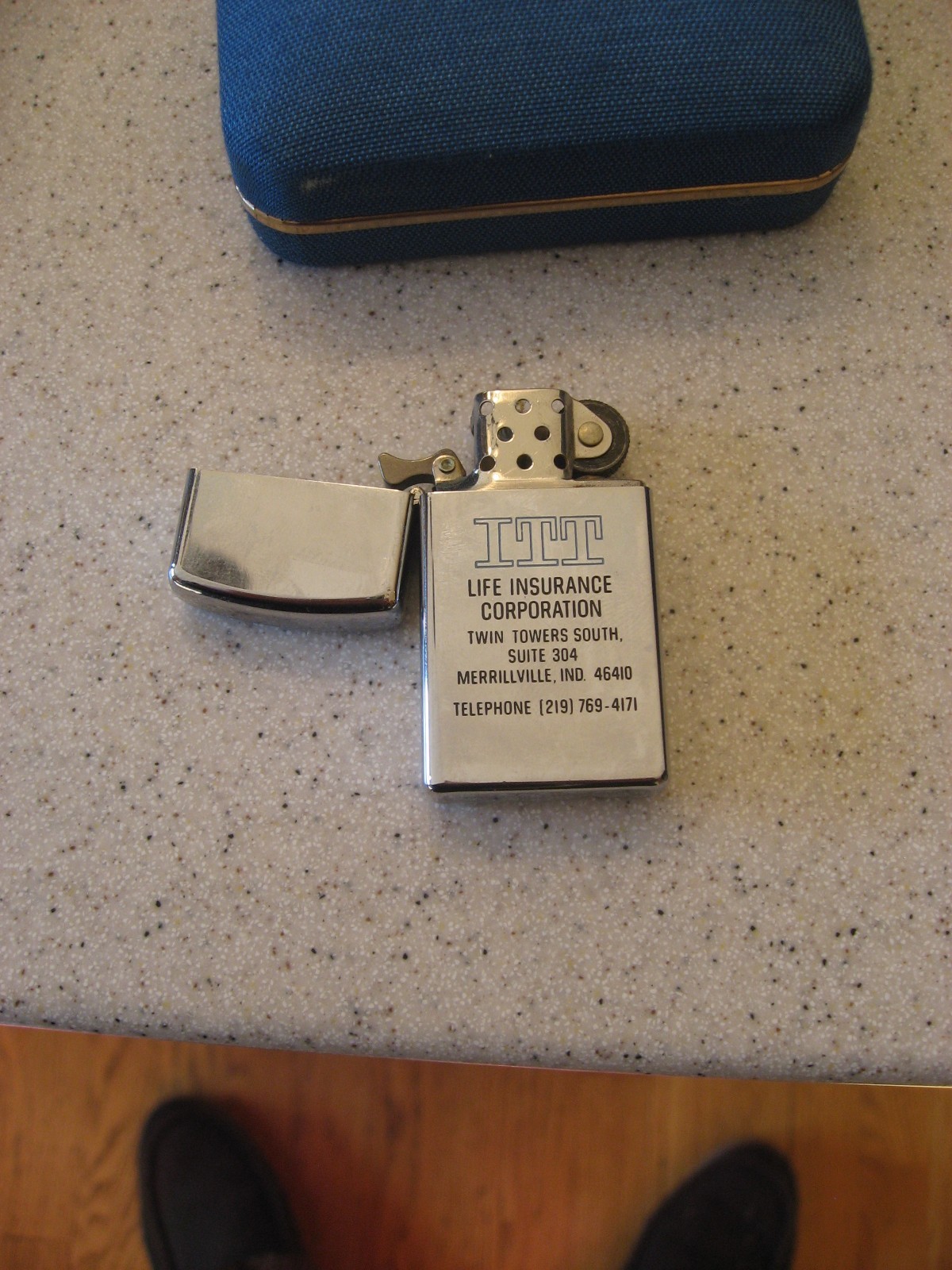 Vtg Zippo Slim Advertising Lighter ITT Life Insurance Corporation Indiana Used