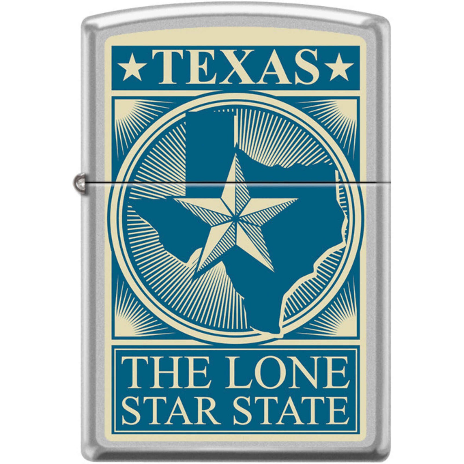 Zippo Windproof Pocket Lighter Texas Card Design Satin Chrome Metal XC347