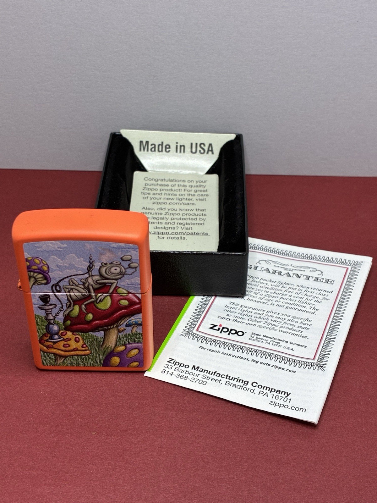 Zippo Lighter Smoking Bug and Mushrooms Design Zippo Original USA NEW
