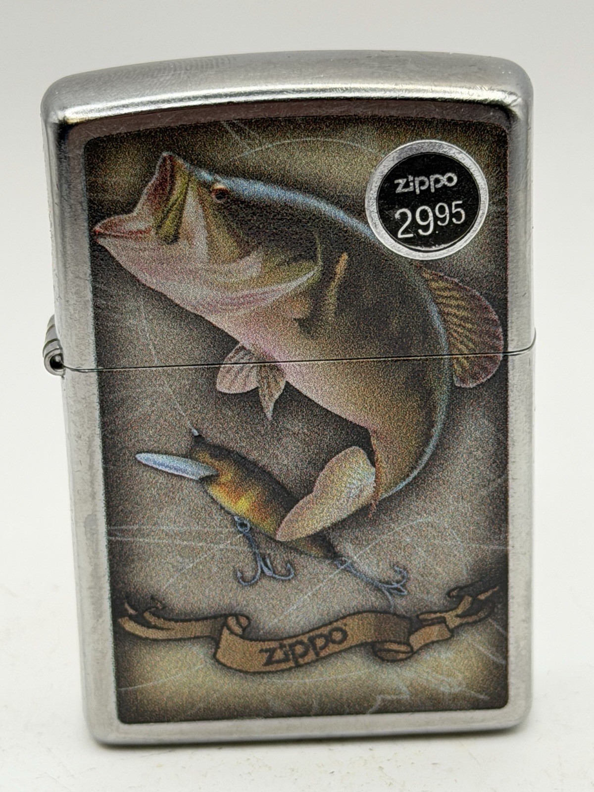 2024 Bass Fishing Lure & Hook Chrome Zippo Lighter NEW