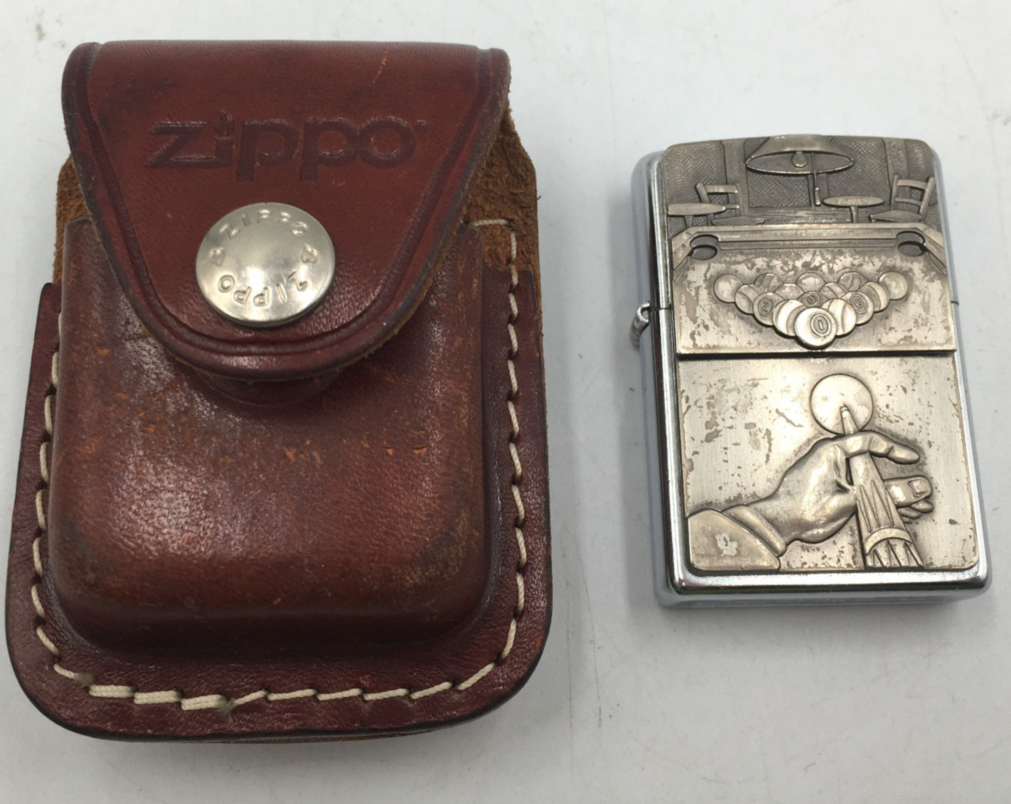 Zippo Barrett Smythe Pool Surprise Lighter Pewter/Chick’s PA. Zippo Belt Holder