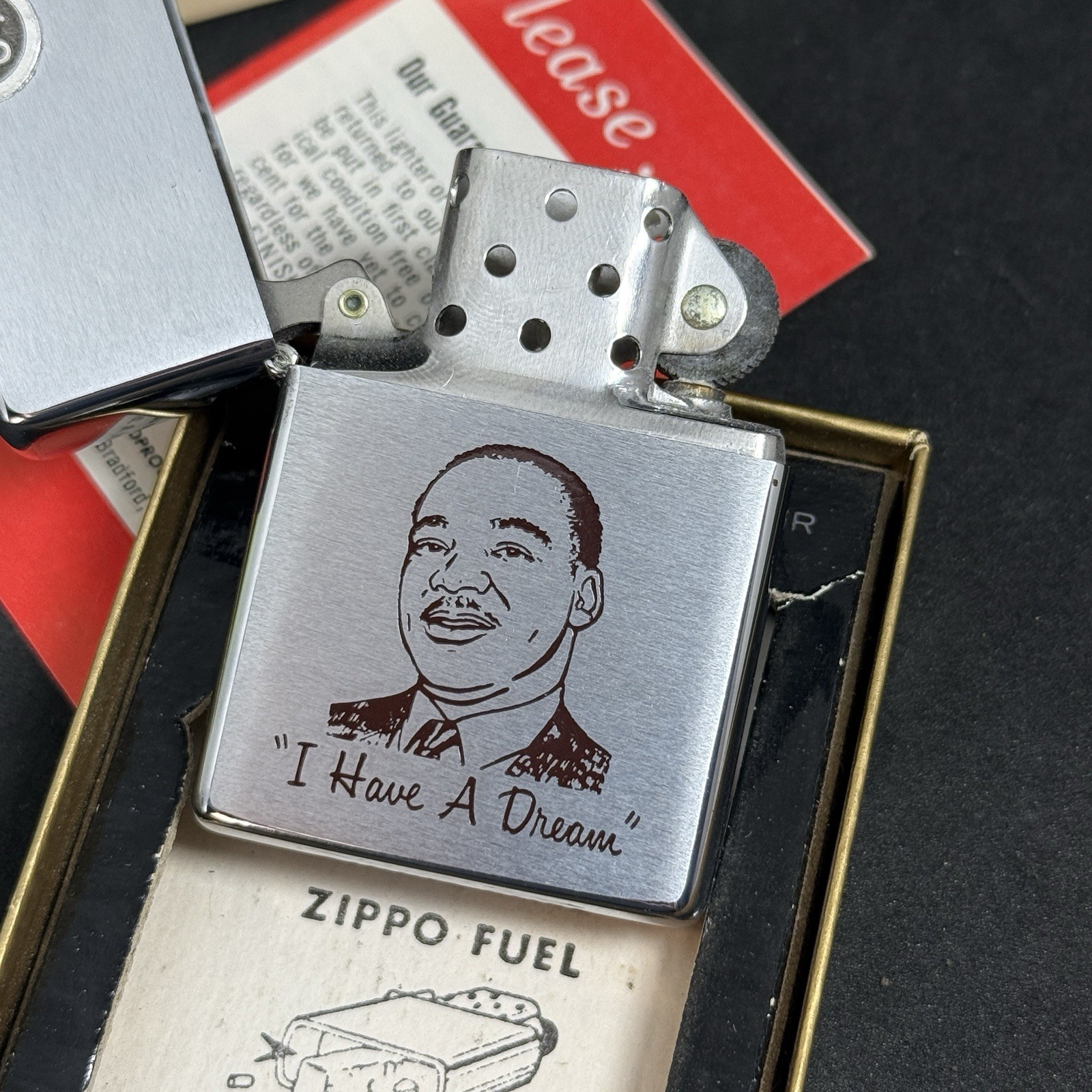 NIB 1974 Zippo / Martin Luther King Jr. MLK / Unfired + Sticker