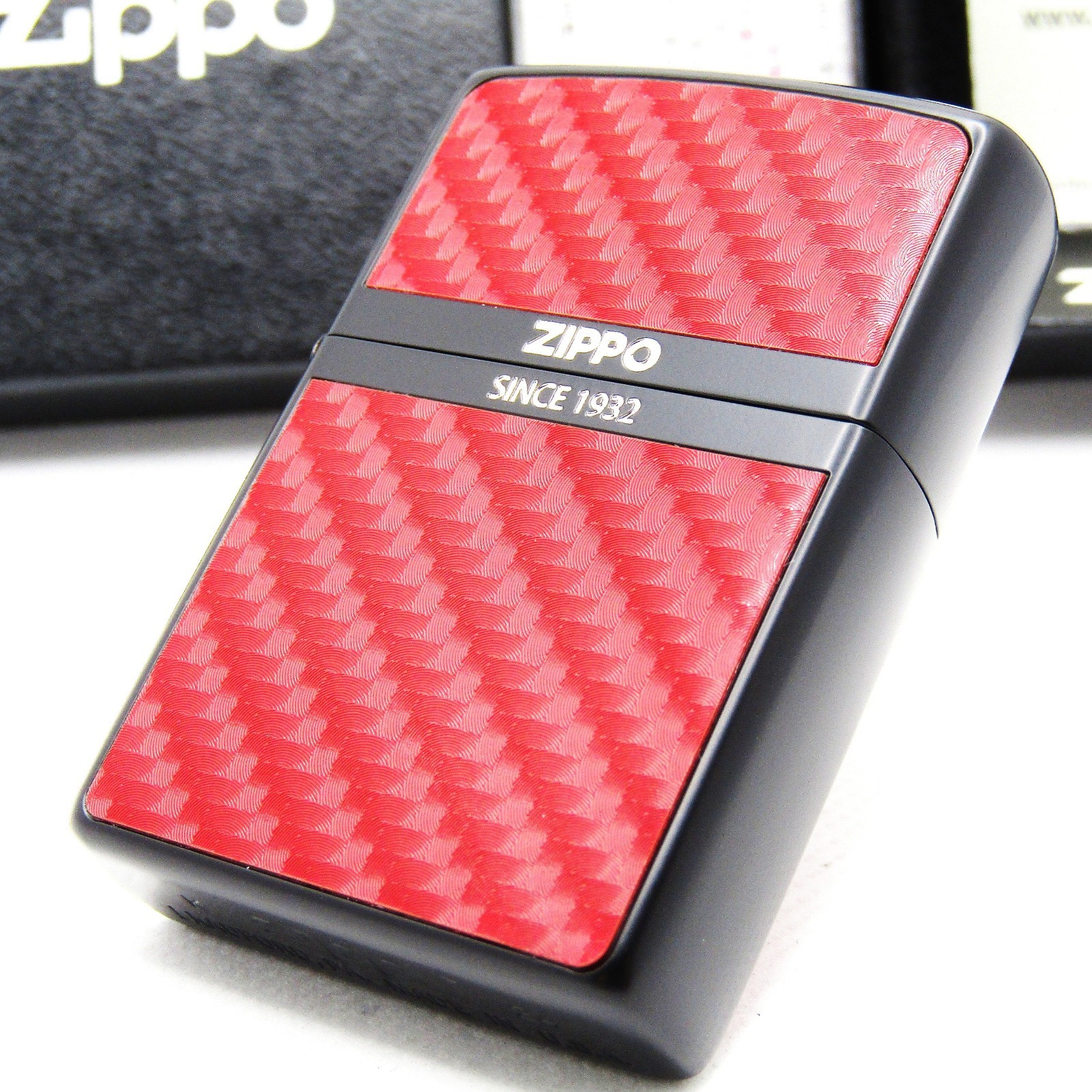 Black Red Carbon 2 Sided Zippo Oil Lighter 2024 MIB