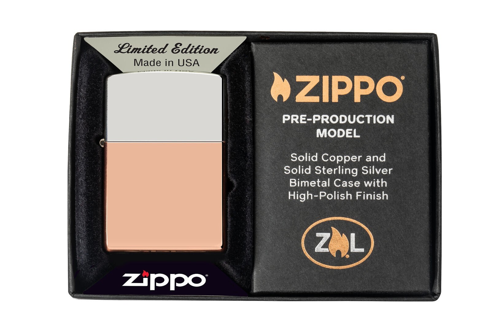 Zippo Bimetal Case Sterling Silver Lid 48694