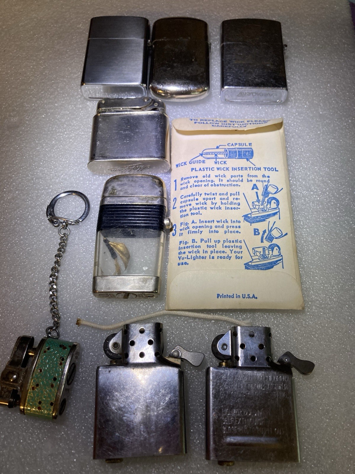 Scripto Vu-Lighter Zippo Misc. Lot 9 count
