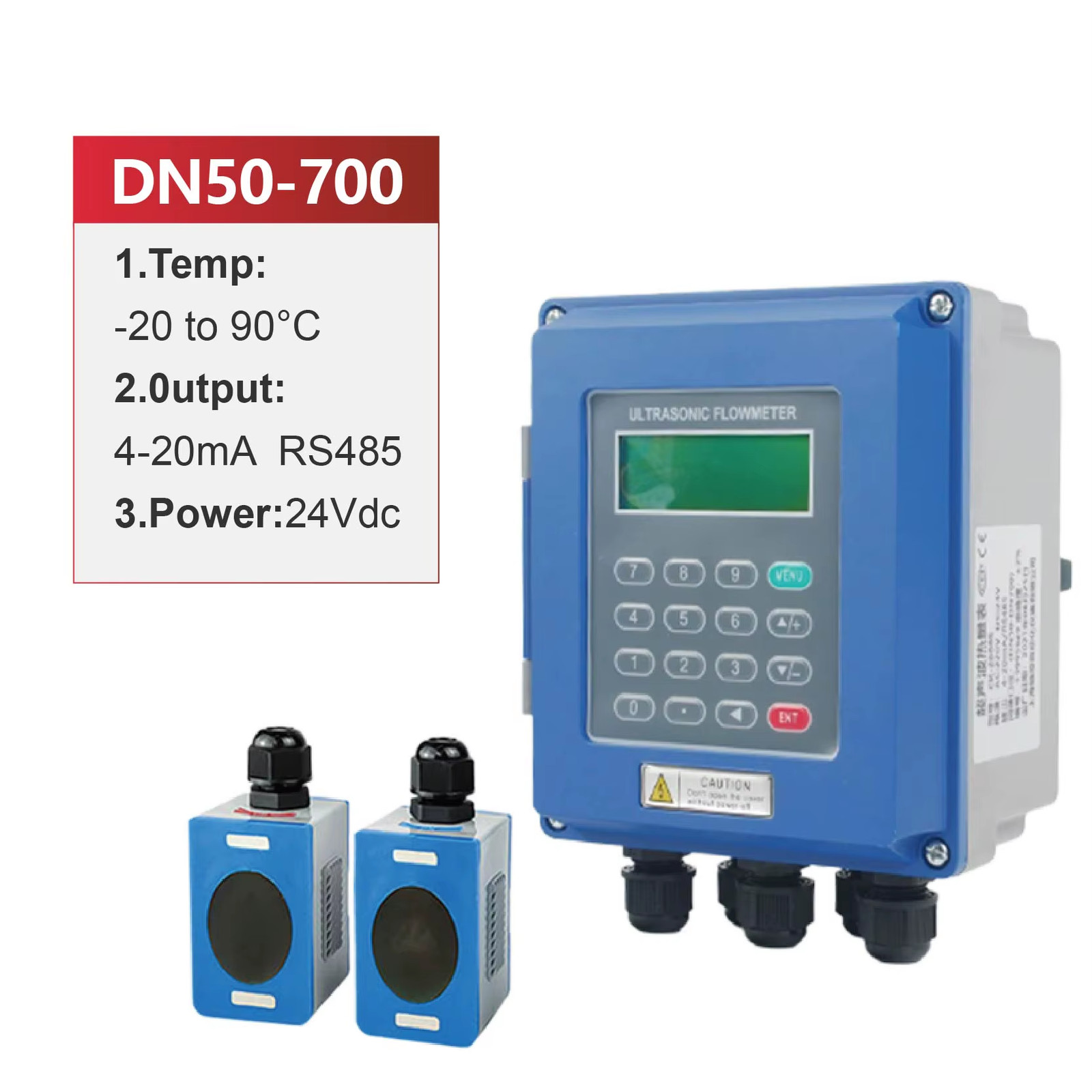 TUF Ultrasonic Flow Meter Wall Mounted Fixed Type Digital Liquid Flow Sensor Inl