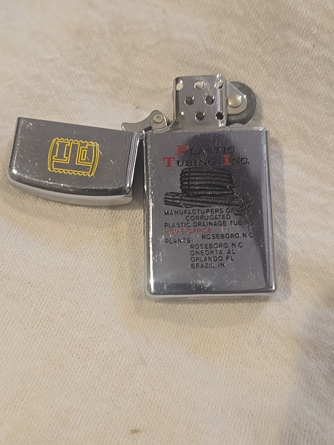 Vintage ZIPPO (Thin Model) Plastic Tubing Company ( not fired )