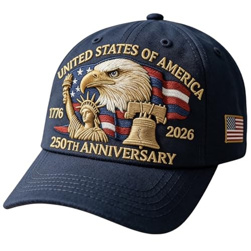 250 Anniversary USA Hat, 100% Embroidered – United States 250th Anniversary