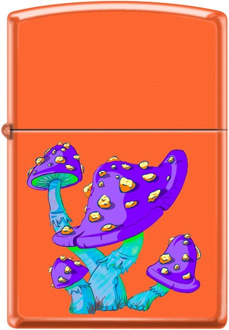 Mushroom Design – 3D Texture Printed Orange Matte Zippo Lighter