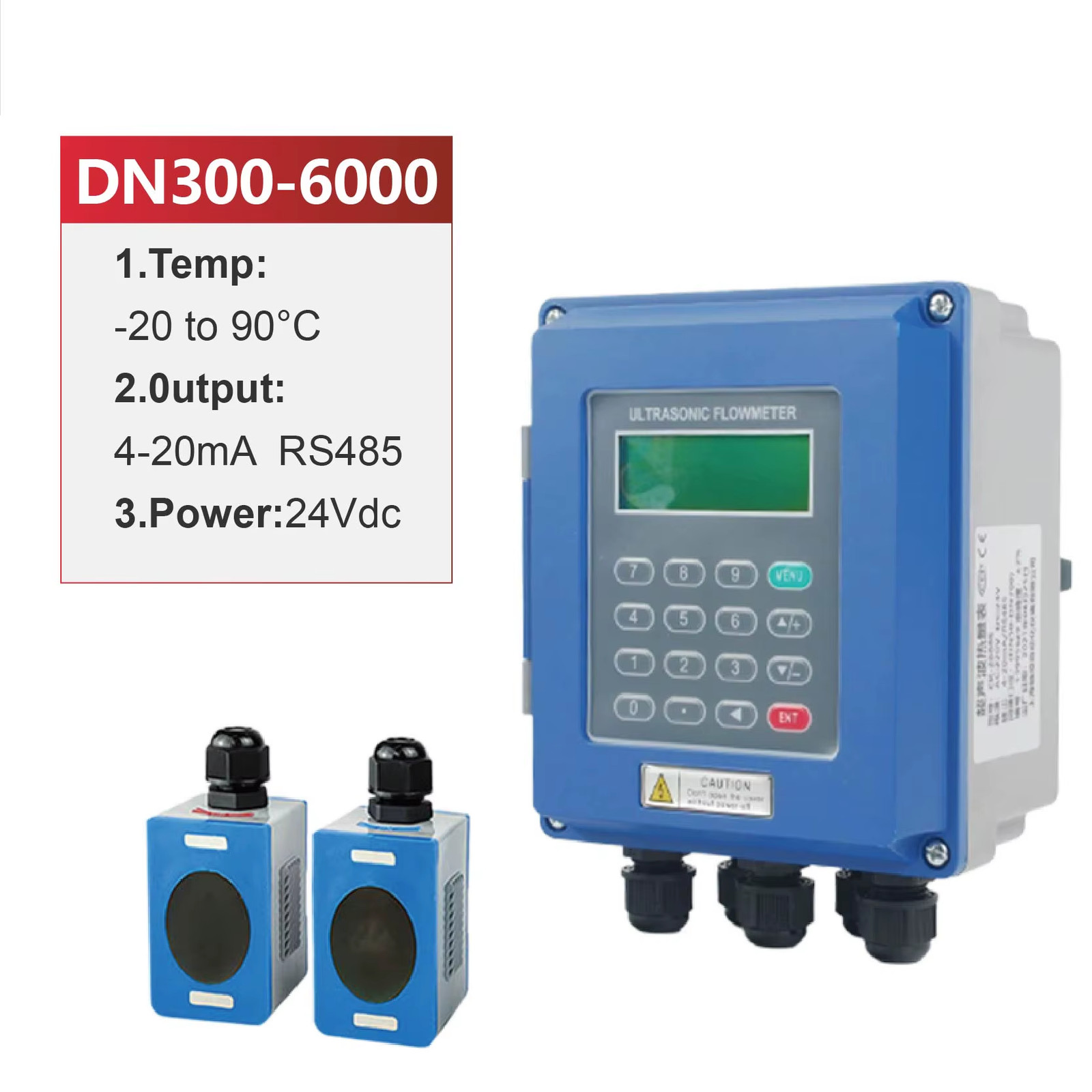 TUF Ultrasonic Flow Meter Wall Mounted Fixed Type Digital Liquid Flow Sensor Inl