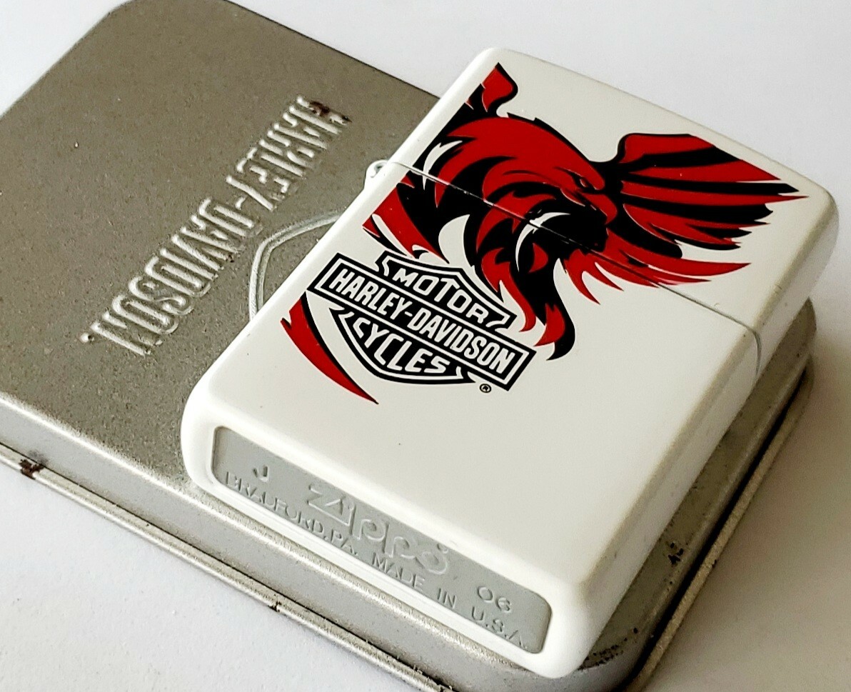 Zippo Harley Davidson Red & Black Eagle White lighter 2006
